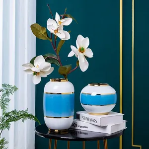 Chinese Jingdezhen Simple Art White Blue Hand Made Ceramic Vase For Indoor Decor thumbnail-2