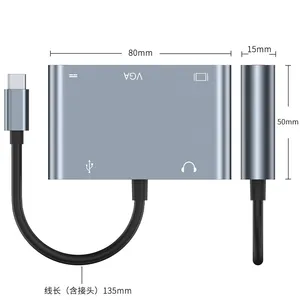 LU USB 3 Port USB C HUB to Multi USB 3.0 HDMI Adapter for MacBook Pro USB C HUB Laptop Docking Station thumbnail-3
