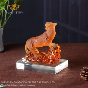 SAINT-VIEW Crystal Liuli Office Gift Livingroom Animal Custom Decoration Tiger Statuary thumbnail-4