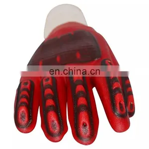 Red Nitrile Full Coated Knitted Wrist Anti Oil Anti-Impact Safety Heavy Duty Oil And Gas Gloves For Work thumbnail-3