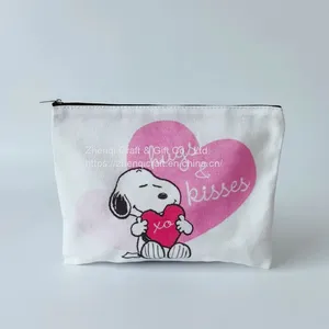Lovely Cartoon Printed Cotton Canvas Zippered Bags thumbnail-1