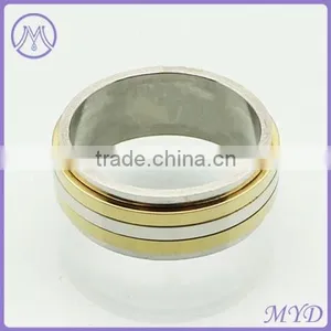 Fashion Jewelry Gold Plated Stainless Steel Stripe Ring Band for Men thumbnail-2
