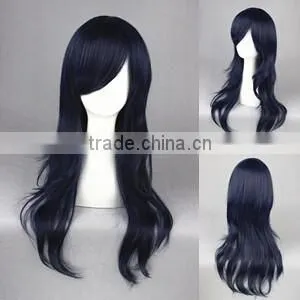High Quality 65cm Medium Long Curly Prince of Tennis Wig Kisarazu Ryou Blue&Black Synthetic Anime Wig Cosplay Hair Wigs thumbnail-2