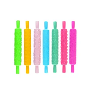 Plastic Pattern Cookie Rolling Pin Multi-functional Home DIY Cake Fondant Decorating Embossed Baking Tool thumbnail-5