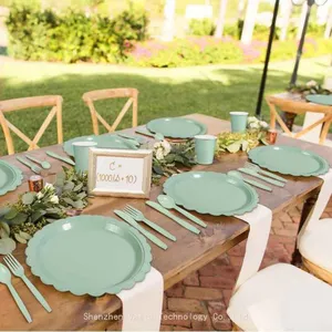 Custom Solid-Color Disposable Tableware - Lace Design for Graduation & Christmas thumbnail-1