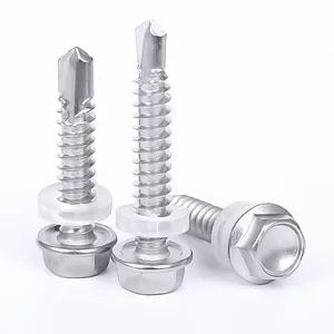 Self Drilling Screw Flat Head With EPDM Washer 304 Stainless Steel for Wall Cladding High Hardness Factory Direct Full Sizes thumbnail-5