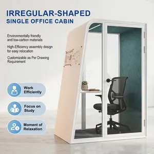 Irregular Shaped Single Office Pods for Open Workplace Multi Layer Acoustic Cabin With Silent Ventilation thumbnail-3