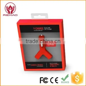 Rexiao Hot Sell Red Gift Chargers Y Shape Car Charger Supplier's Choice thumbnail-1