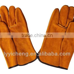 Yellow Color Safety Gloves,Cow Split Leather Work Glove,Leather Welding Gloves thumbnail-1