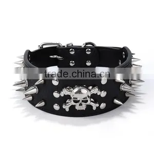 Wholesale Dog Chain Nails Skulls Multi Color pu Leather Dog Collar thumbnail-4
