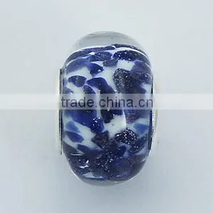 Speckled Blue On White Murano Glass Bead Light Transparency thumbnail-1
