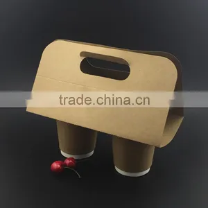 Take Away Disposable Kraft Paper Coffee Cup Drink Carrier, Coffee Paper Cup Holder thumbnail-6