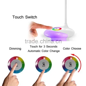 RGB Color Changing Light LED Table Desk Reading Lamp With Touch Switch Ringlike Rechargeable Dimmable Atmosphere Lights thumbnail-2