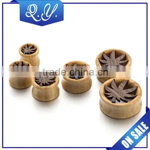 Safe Material Bamboo Wood Ear Tunnel Ear Gauges Earrings Body Piericng Jewelry thumbnail-2