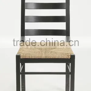 Rustic Wooden Home Useful Webbing Seat Black Armless Dining Chair/ Restaurant Chair(New Product) thumbnail-2
