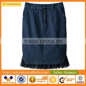 Women's Black Maxi Denim Petticoat Oem Service Elastic Waist Long Pencil Jeans Skirt thumbnail-4