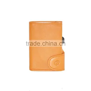 Good Quality Leather Card Holer Not PU Cardholder, Aluminum Orange thumbnail-1