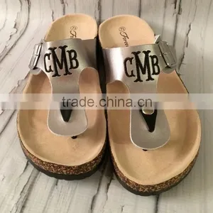 Monogrammed Sandals Personalized T Strap Shoes Womens Birkenstock Style thumbnail-4