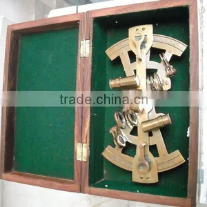Double 4 Inch Nautical Sextant in Antique Finish With Wooden Box 1027 thumbnail-1