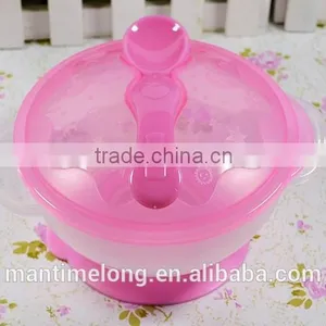 Sucker Bowl Skid Baby Special Suction Wall Bowl Binaural Bowl With Cover and Spoon 3 Colors Optional thumbnail-4