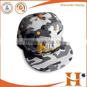 Custom Metal LOGO Camo Sanpback Cap, 3D Embroidery Camouflage Pattern Flat Brim Cap Most Popular thumbnail-5