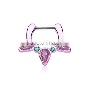 Opal Purple Sparkle Septum Ring thumbnail-1