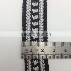 Garment Sewing Rayon Metallic Silver and Black Royal Trimming Lace thumbnail-1