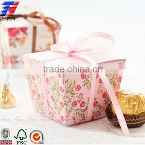 Custom Exquisite Wedding Paper Box With Ribbon Wholesale thumbnail-1