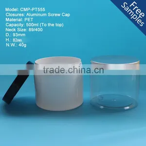 Round Colorful 500ml Plastic PET Jars, 500g Clear PET Plastic Jar With Aluminum Cap thumbnail-1