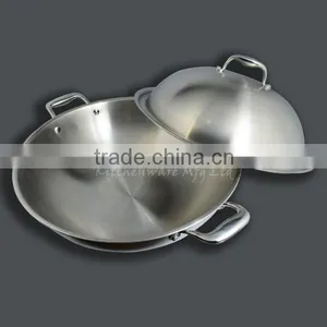 Evenly Heating Chinese Style SS18/8 3-layer Wok Pan thumbnail-1