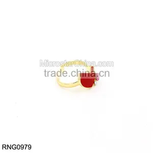 Magazine Style Gold Heart Ring With Crystal thumbnail-1