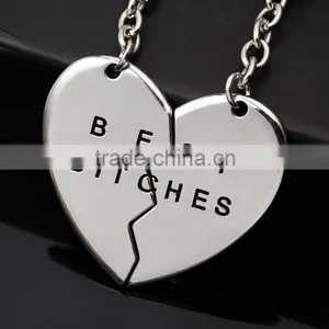 Hot Keyrings Friendship Gifts Heart Pendant Best Bitches Key Chain thumbnail-4
