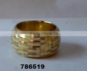 Brass Metal Napkin Ring White Gold Holder Weaved thumbnail-1