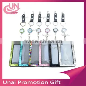 5 mm Crystal Watch 2 IN 1 Vertical ID Badge Holder Key Ring With Metal Clip thumbnail-1