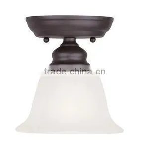 Antique Brass Simple Semi-Flush Ceiling Fixture With 1 Light thumbnail-2