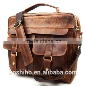 Custom Design Mens Cowhide Vintage Leather Tote Bag Handbag Shoulder Bag thumbnail-2