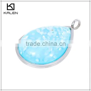 Guangzhou Fashion Blue Crystal Stone Stainless Steel Pendant Jewelry Set thumbnail-4
