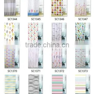 Grey Color Polyester Print Fabric Bathroom Shower Curtain Panel thumbnail-2