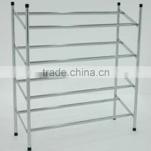 4 Tier Metal Chrome Plated Storage Shoe Rack thumbnail-1
