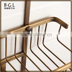 Simpe-style Brass Antique Bronze Plating With Hook Wall Mounted Bathroom Accessories Double Corner Basket thumbnail-4