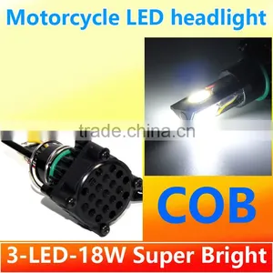 Factory Directly Wholesale 18W Motorcycle Headlamp 3PCS*6W Super Bright COB LEDs thumbnail-1