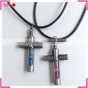 Meaningful Pendant Necklace With Cross Pendant, With Hourglass Custom Name Necklace thumbnail-2