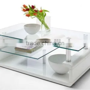 New Designer Coffee Table With Glass in White High Gloss thumbnail-1