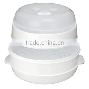 2 Tier Microwave Chinese Rice Noodle Portable Bun Vegetable Food Steamer thumbnail-6