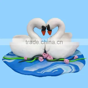 Modern White Floating Porcelain Inflatible Swan thumbnail-1