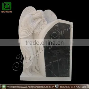 Hand Carved White Marble Angel Tombstone for Sale thumbnail-1