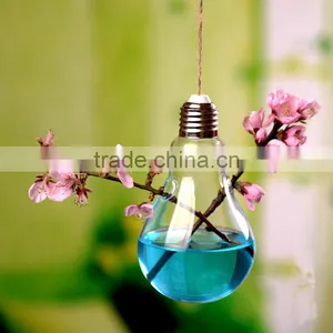 Creative Indoor Decoration Bulb Shaped Hanging Clear Glass Vase thumbnail-1