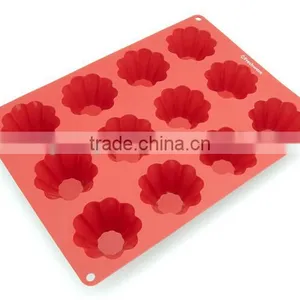 12-Cavity Large Silicone Mold for Homemade Tart, Bundt, Cake, Cheesecake, Pudding, Jello thumbnail-1