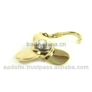 Handmade Brass Propeller Compass Brass Nautical Key Chain Key Ring thumbnail-2
