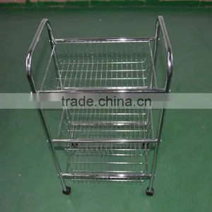 Vivinature Kitchen Metal Wire Basket Display Rack Trolley Chrome Plating thumbnail-5